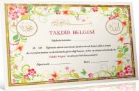 Çiçekli Takdir Belgesi