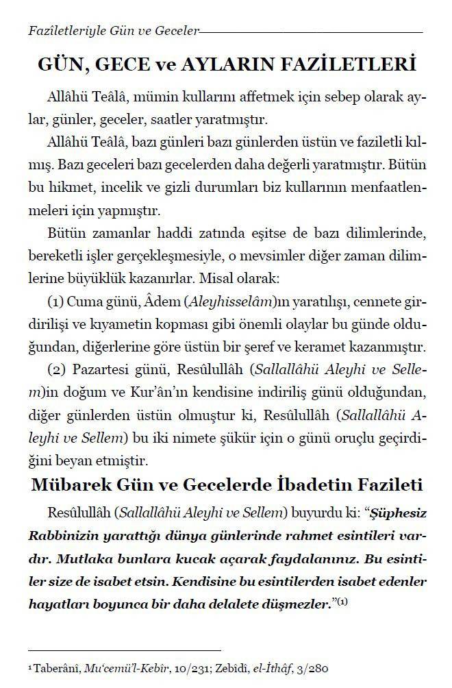 Faziletleriyle Gün ve Geceler İlaveli Baskı