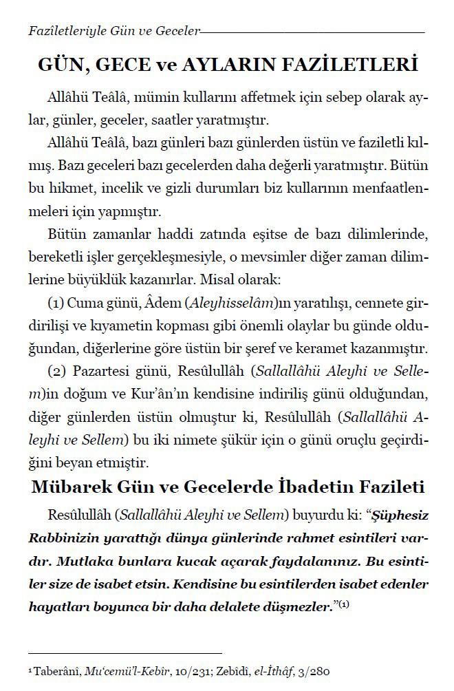 Faziletleriyle Gün ve Geceler İlaveli Baskı