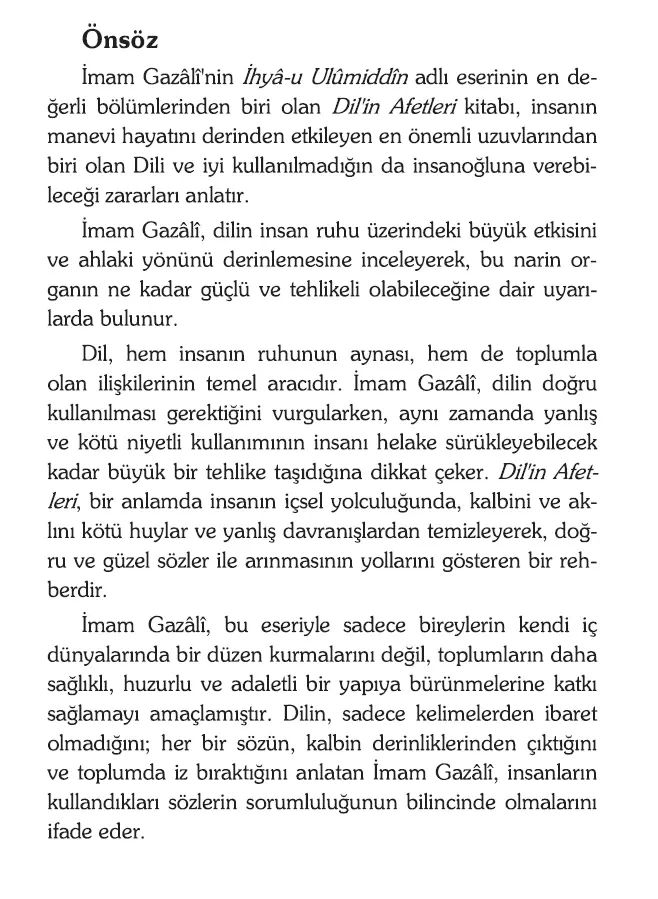 Dilin Afetleri İmam Gazali