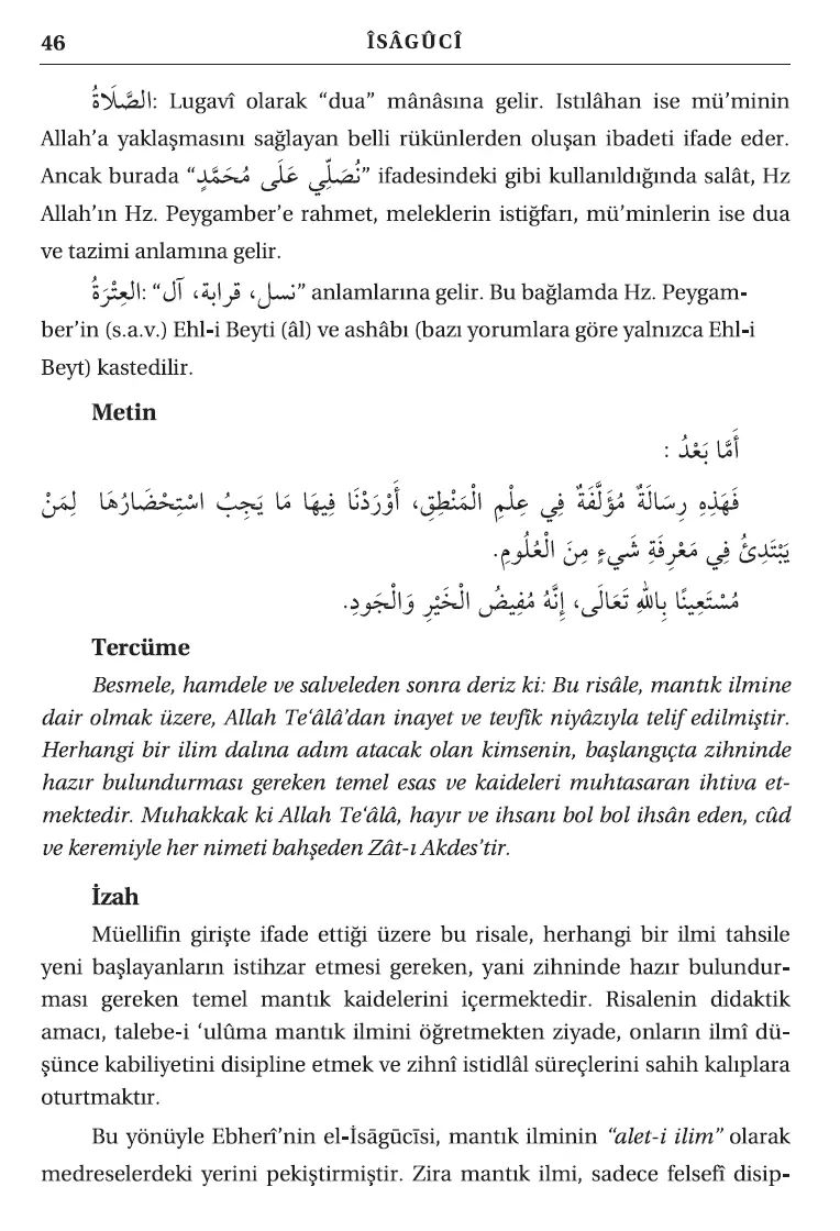 Mantık Risalesi Metin Tercüme ve İzahı