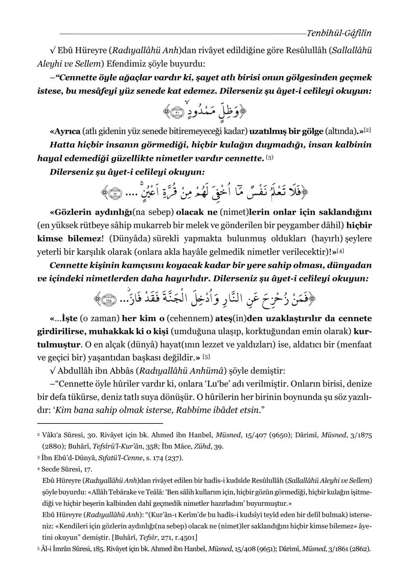 Tenbihul Gafilin Orta Boy Ciltli