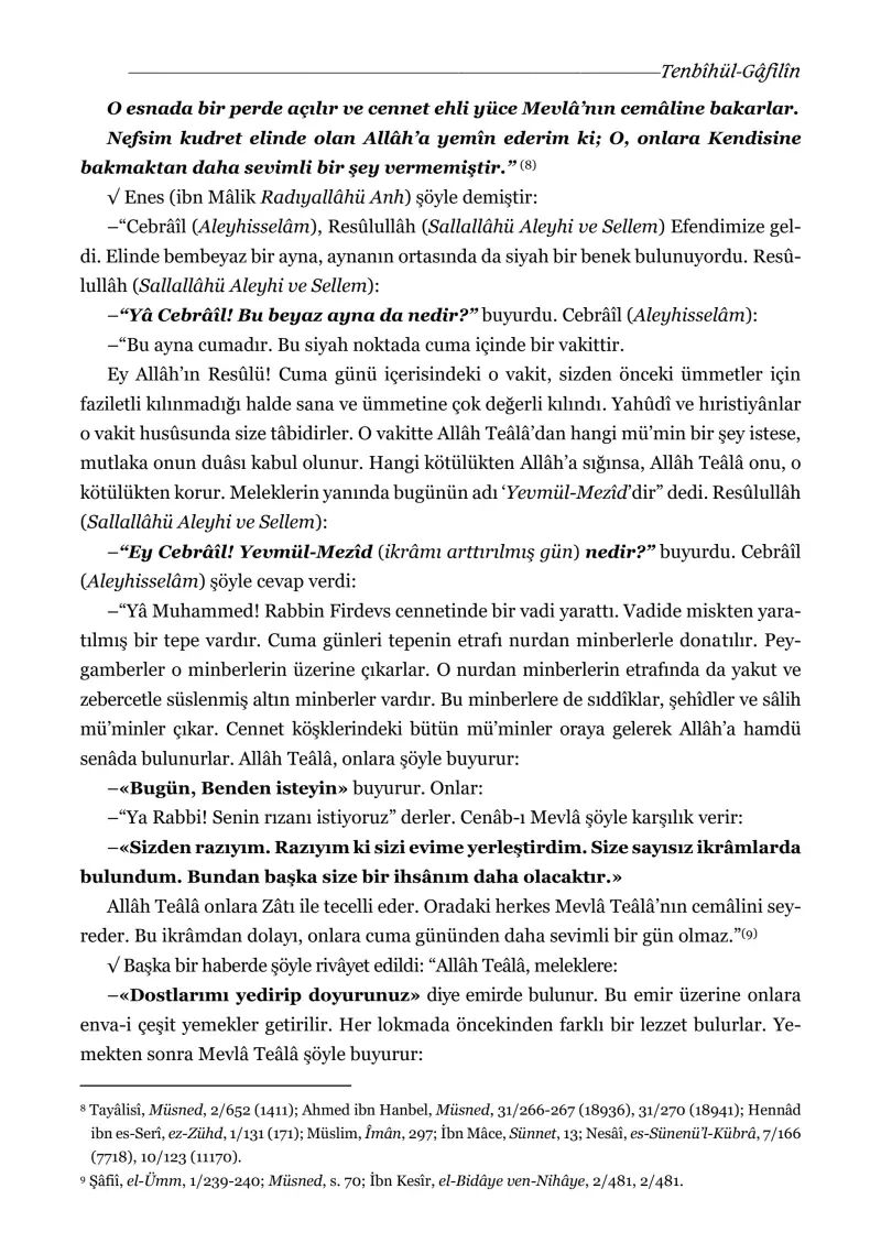 Tenbihul Gafilin Orta Boy Ciltli